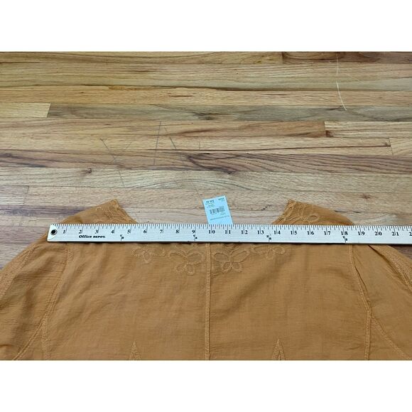 Cato Women's 22/24 Yellow Blouse Top Cotton Tunic Floral Crochet Lace Trim Boho - Picture 6 of 9